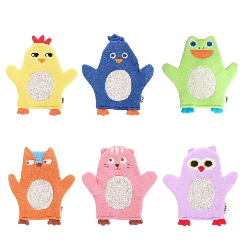 

1Pc Children Baby Bath Glove Purifier Skid Resistance Body Massage Exfoliating Sponge Spa Foam Cartoon bath rubbing bath towel
