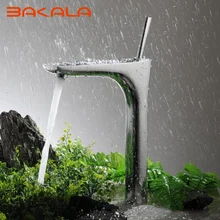 BAKALA Chrome Elegant Mixer Basin Faucet Bathroom Sink Tap Deck Mount Sink Faucet Bath Faucet Mixer