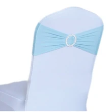 100 шт. светло-голубая лайкра спандекс стул Обложка с пряжкой для вечерние украшение для свадебного банкета