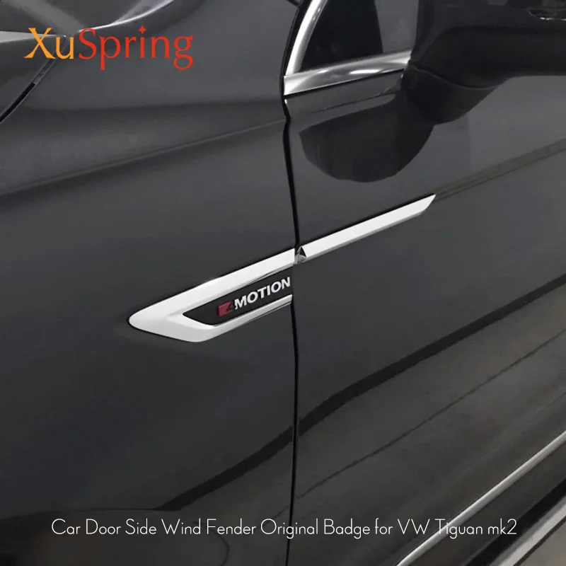 Pаспродажа Для VW Tiguan 2016 2017 2018 2019 MK2 автомобильный хромированный боковой крыло эмблема значок с 4 движениями наклейка отделка оригинальный автомобильны...