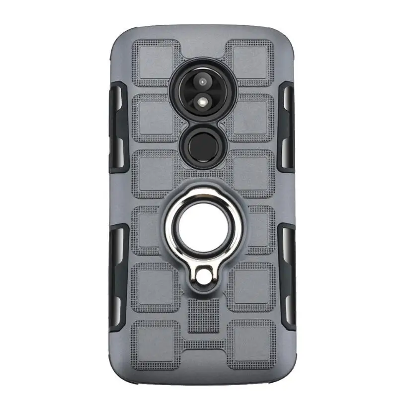 Серый Роскошный чехол для Motorola Moto G6 G5 G5S G4 X4 E5 Z3 Play Plus G7 мощный противоударный чехол для телефона силиконовый армированный Жесткий Чехол-подставка с кольцом - Цвет: Серый