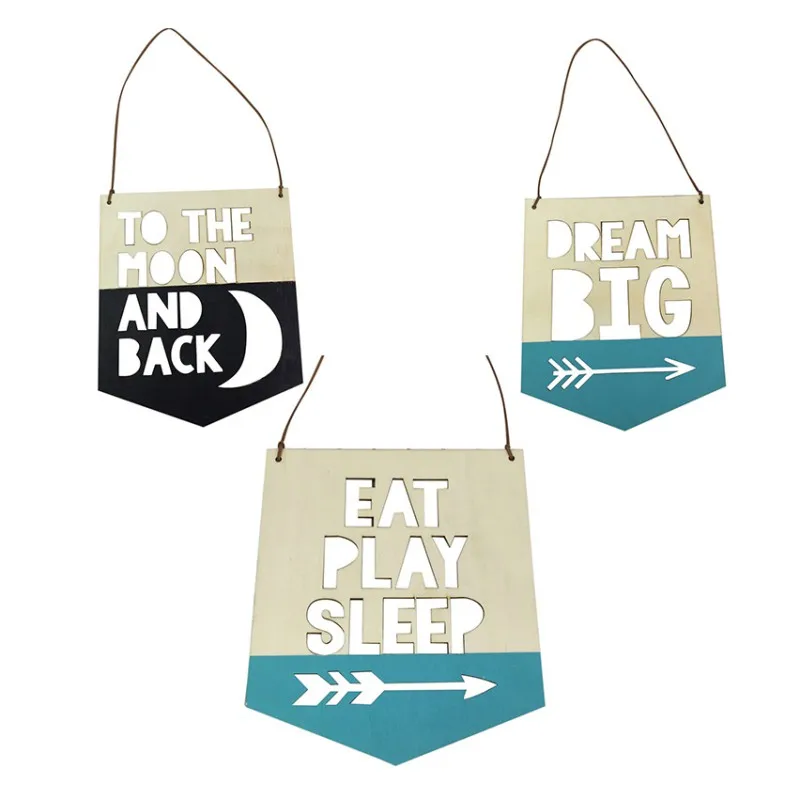 

1 Pcs Home Decor Positive Slogan Wood Comfort Wall Hangings Creative Letters Wall Decal Nordic Style kid Room Decoration