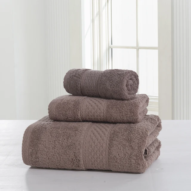 SunnyRain 3-Pieces Solid Color 100% Cotton Towel Set Bath Towel For Adults Face Towel Small Hand Towel GMS 360G toallas
