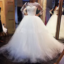 Бальное платье люкс vestido де noiva курто экипаж аппликации кот кружева назад свадебные платья на длинным рукавом свадебные платья 2015