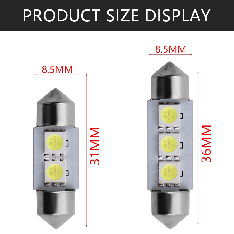 10 шт. автомобиль светодиодная C5W 5050 3 Smd 3Smd 31 мм 36 мм/39 мм/41 мм Dc 12 V лампа для внутреннего корпуса сигнальная лампа для открытой автомобильной двери с лампа лампочка указателя поворота