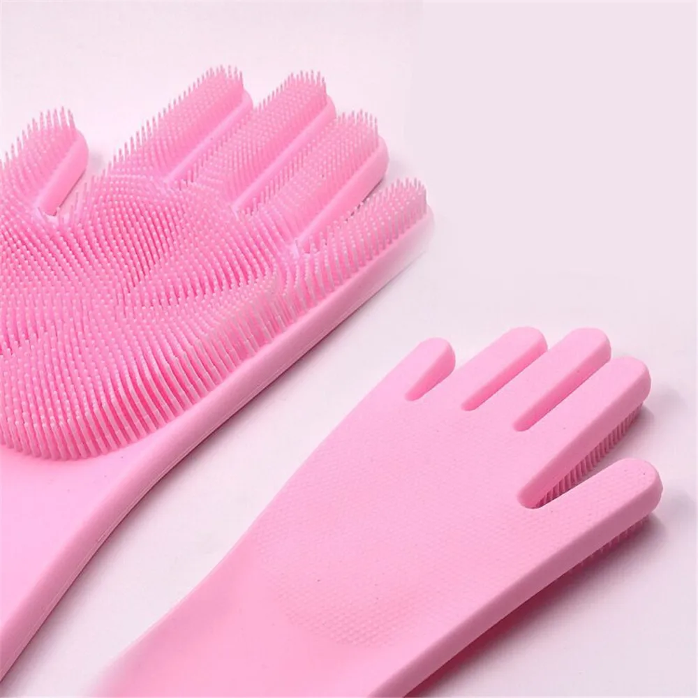 1 пара силиконовой посуды скруббер резиновые перчатки пищевой чистящей губки щетки для мытья посуды кухонная посуда латексные перчатки для мытья