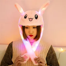 Блестящая модная мультяшная шляпа с движущимися ушами подушка безопасности пинчинг кролик наушник женская плюшевая Милая шапка