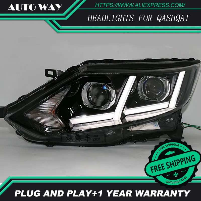 Стайлинга автомобилей LED HID Рио светодиодные фары головной лампы чехол для Nissan Qashqai Биксеноновая объектив ближнего света