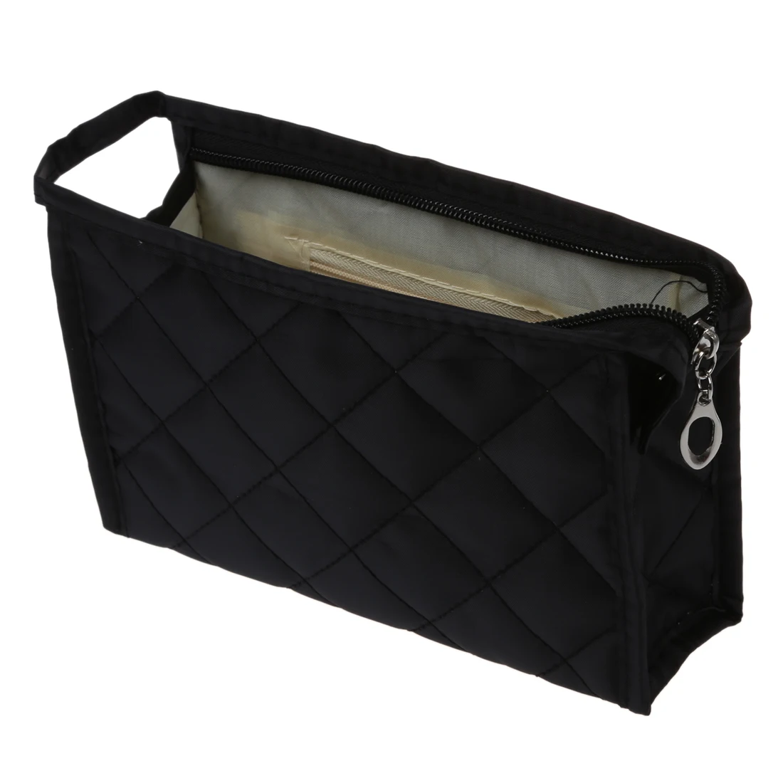 

2018 new hot fashion and good quality plastic Black Grid Pattern Cosmetic cases Make Up Small Zippered Bag with black spring