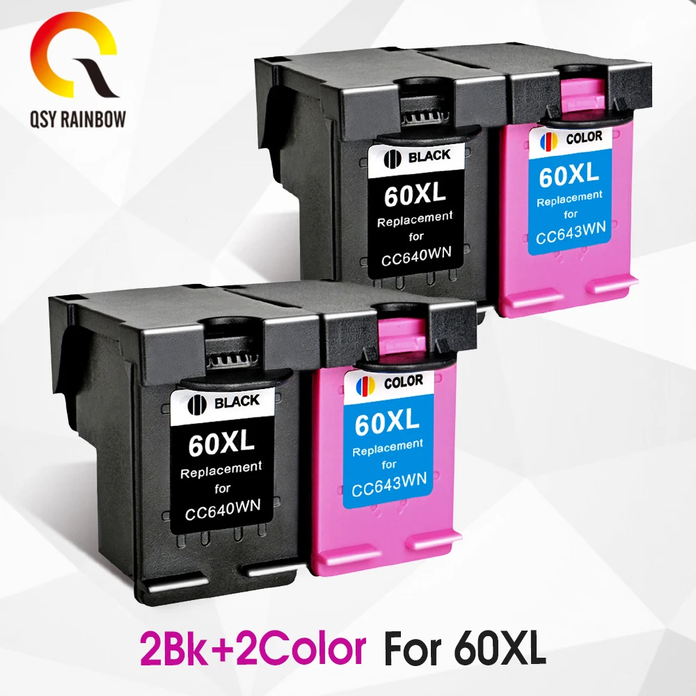 

CMYK SUPPLIES 60XL 2sets Refilled Ink Cartridge Replacement for HP 60 for Deskjet D2530 D2545 F4440 F4480 ENVY 100 C4640 C4650