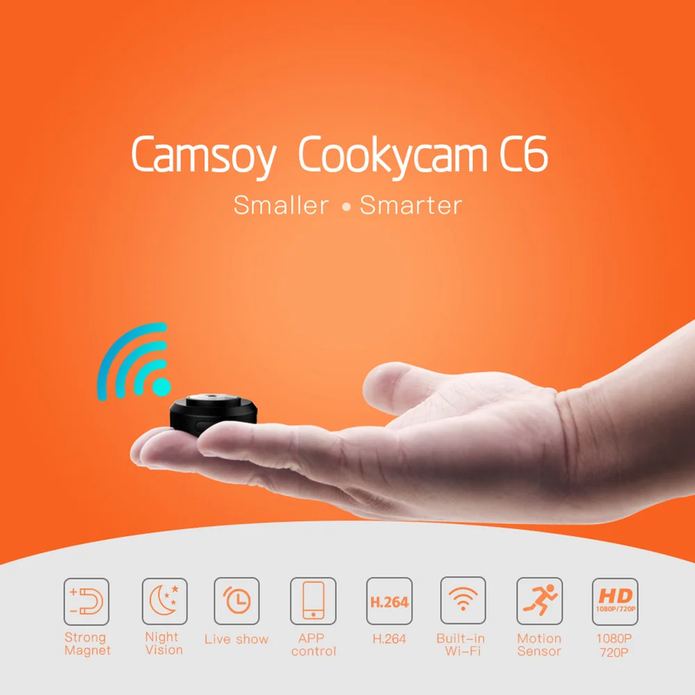 

New Micro WIFI Mini Camera HD 720P With Smartphone App And Night Vision IP C6 Home Security Video Cam Camcorder