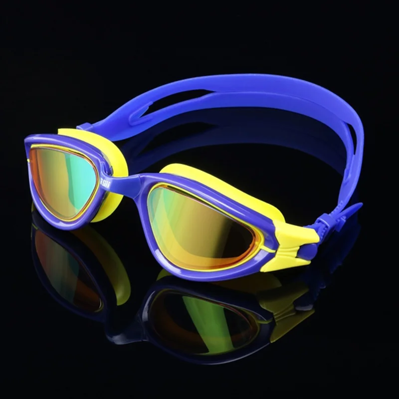 Взрослые уличные противотуманные очки гальванические большая коробка водонепроницаемые УФ очки для плавания силиконовые смешанные цвета регулируемые очки - Цвет: LY