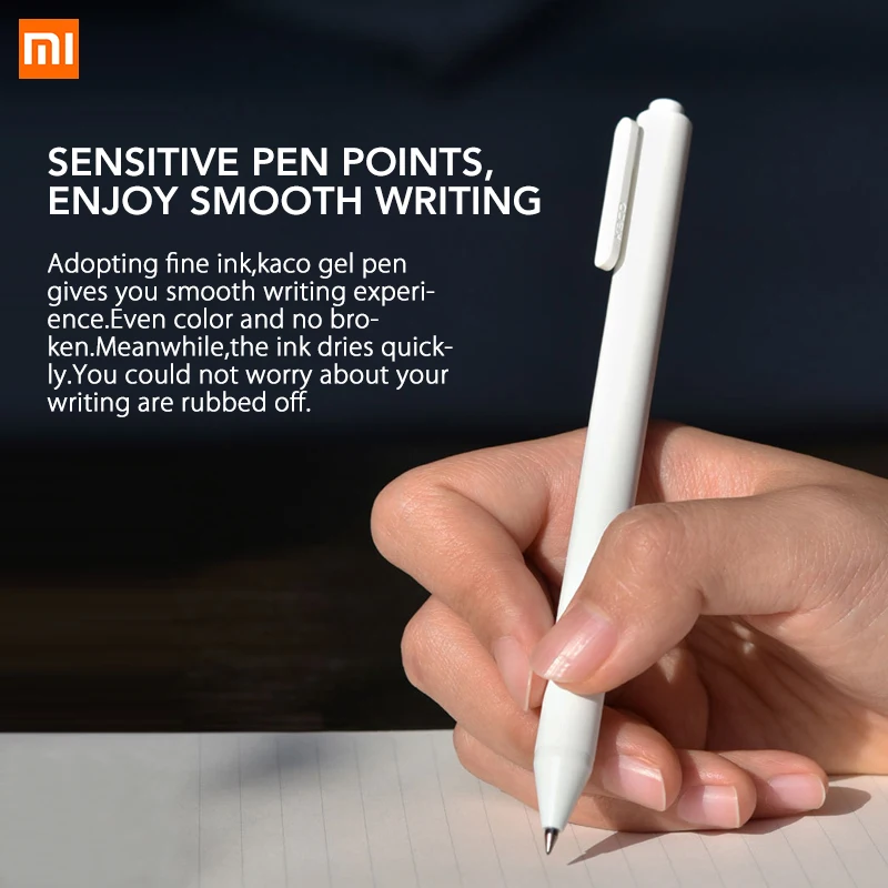 

10Pcs/Lot Original Xiaomi mijia KACO 0.5mm Xiomi Mi Signing P E N Gal Ink Smooth Writing Durable Signing Black Refill