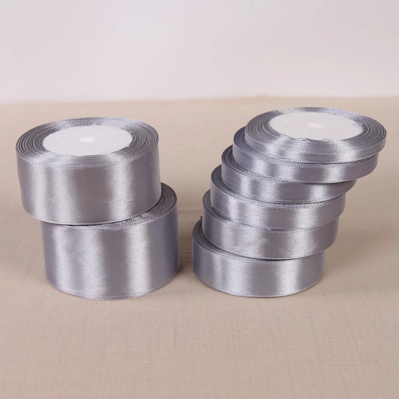

Gray Silk Satin Ribbon Wedding Party Decoration Gift Wrapping Christmas New Year Apparel Sewing & Fabric gift Ribbon