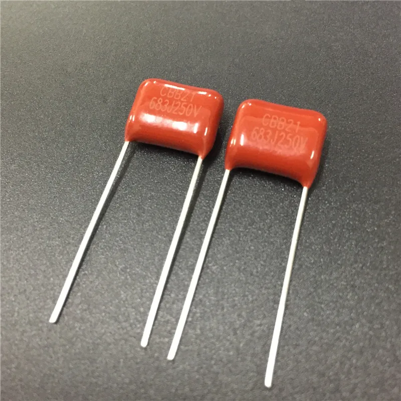 100pcs CBB capacitor 683 250V 683J 0.068uF 68nF P10 CBB21 Metallized Polypropylene Film Capacitor | Электронные компоненты и