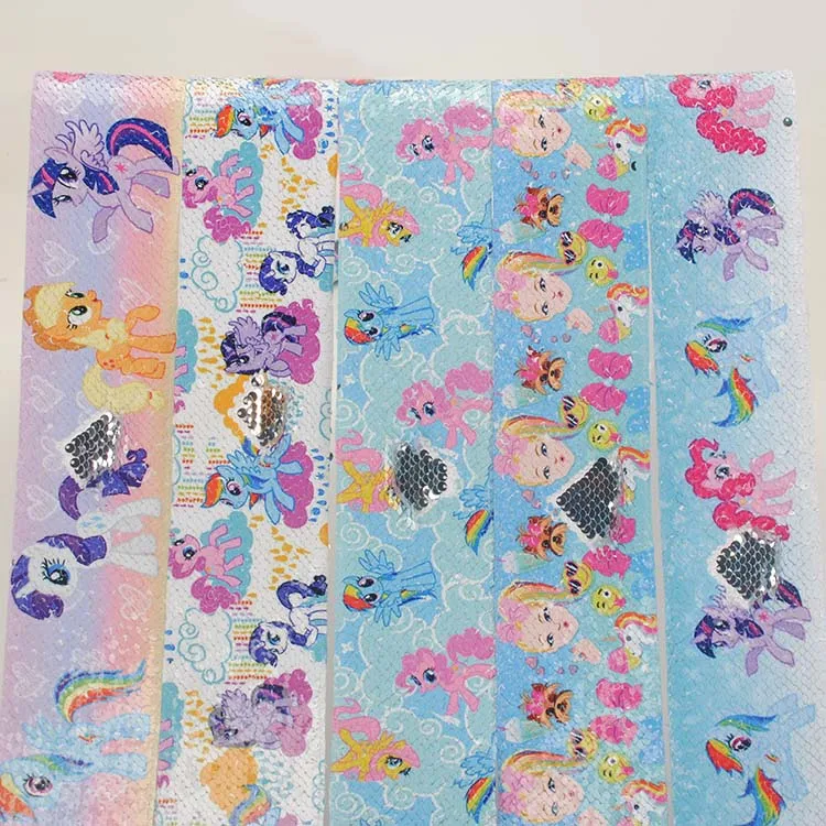 

NEW 5 ys 3" 75mm cartoon per size sequin ribbon printed my little pony printed