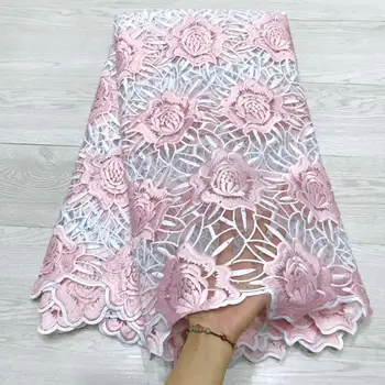 

Latest Light Pink african lace fabric 2019 high quality african tulle lace fabric luxury design with full stones