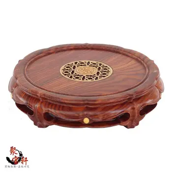 woodcarving handicraft circular base of real wood of Buddha stone are recommended vase home furnishing articles rosewood carving annatto handicraft circular base of real wood of buddha stone are recommended vase furnishing articles