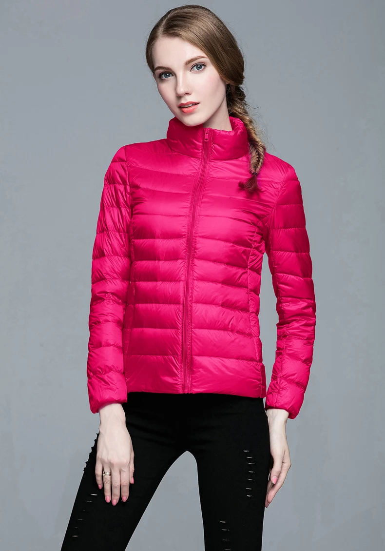 Женский пальто 90%, теплый пуховик ультра- куртки длинный рукав однотонная переносная