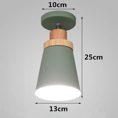 Светодиодный потолочный светильник в стиле ретро из цельного дерева, Многоцветный Металлический потолочный светильник для коридора, цветные Мультяшные железные лампы, небольшая Поверхностная монтируемая лампа - Цвет корпуса: A-model-green