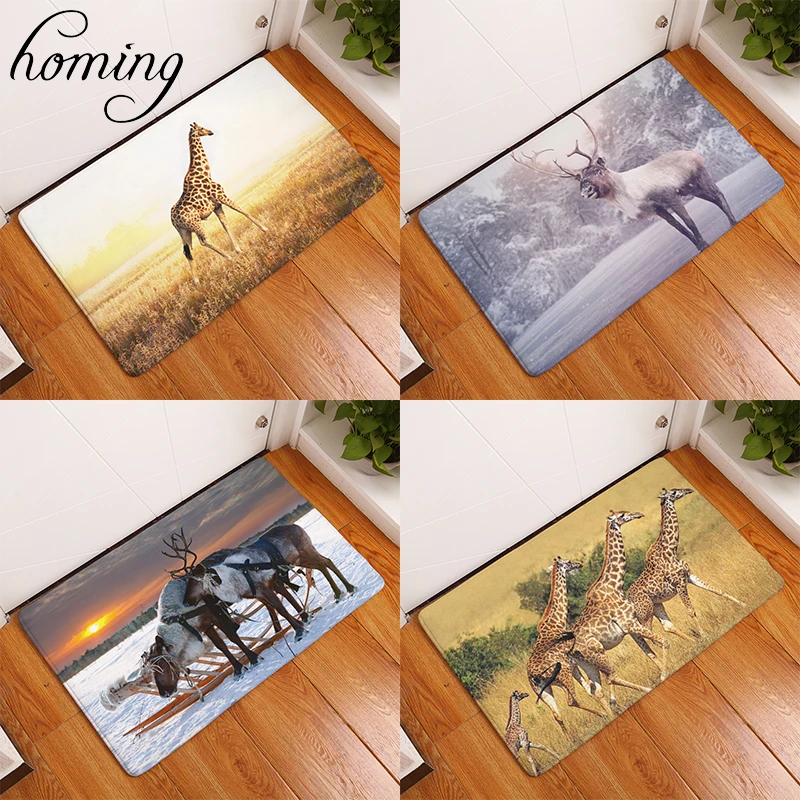 Homing New Arrive Waterproof Entrance Door Mats African Animals Elk