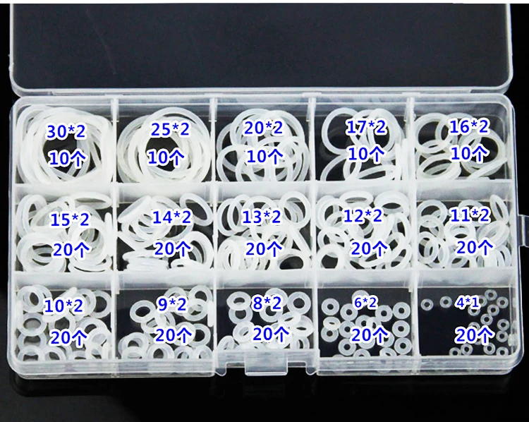 Oring 15 размер прокладки CS = 1 мм-2 мм силиконовый прозрачный 250 шт-260 шт набор с комплектом для набора точек MVQ с коробкой для домашних инструментов - Цвет: 250pcs