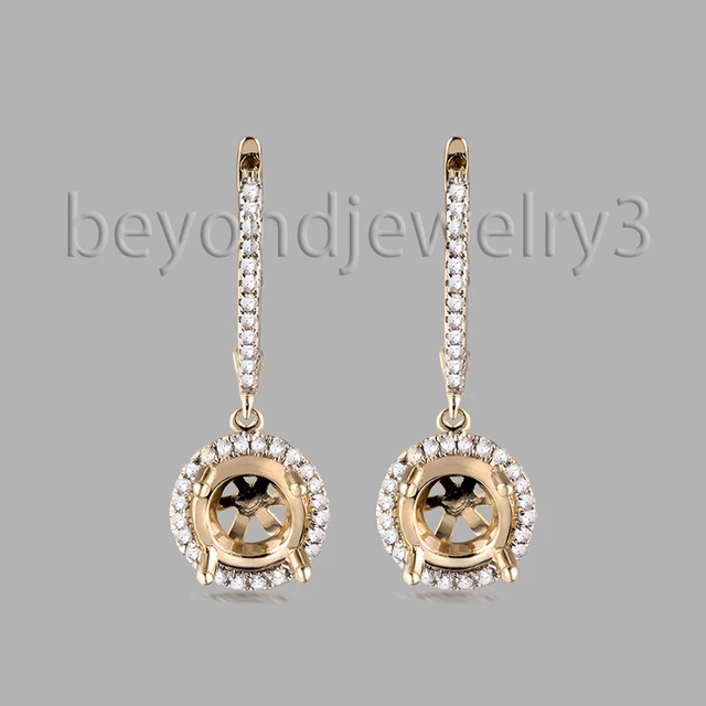 6mm Round Earring Semi Mount Solid 14k Yellow Gold 0 30ct Diamond 6mm Round Earring Semi Mount Solid 14k Yellow Gold 0 30ct Diamond Mounts In Drop