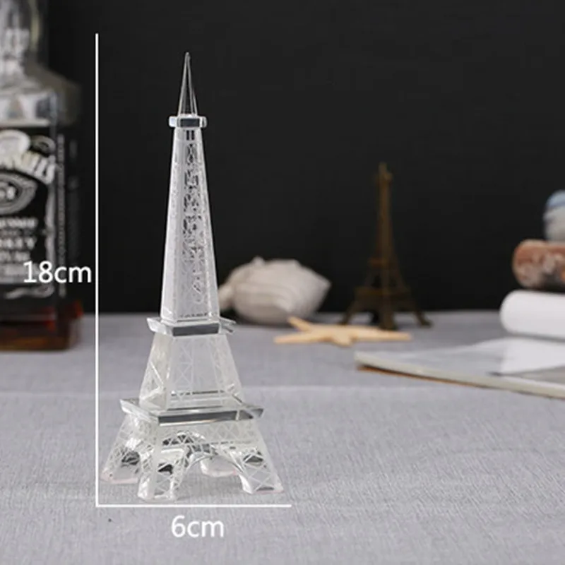 18*6cm Crystal Glass Eiffel Tower Model Paperweight White Birthday