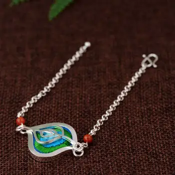 

FNJ 925 Silver Bracelet 17.5cm Chain Embroidery Geometric Charm Thai S925 Silver Bracelets for Women Jewelry
