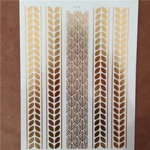 Hot New Bracelet Watch Tattoos Stickers Glitter Metal Gold Silver Temporary Flash Leaf Tatoo Disposable Indians Tatoos