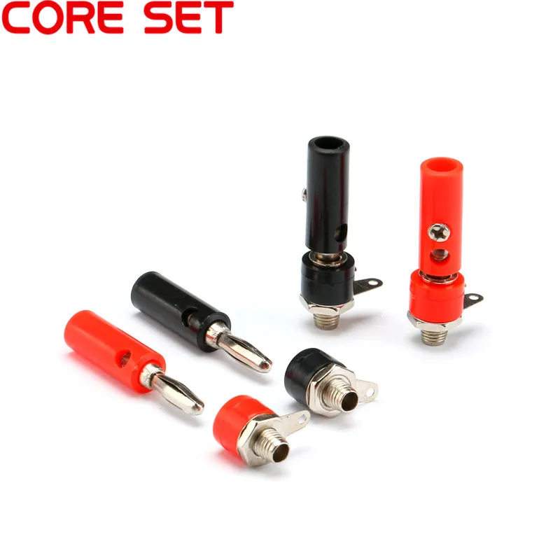 オーディオスピーカーコネクタ,10個セット,バナナプラグ,ネジ,ソケットコネクタ,4mmジャックパネル,端子,赤と黒,日曜大工