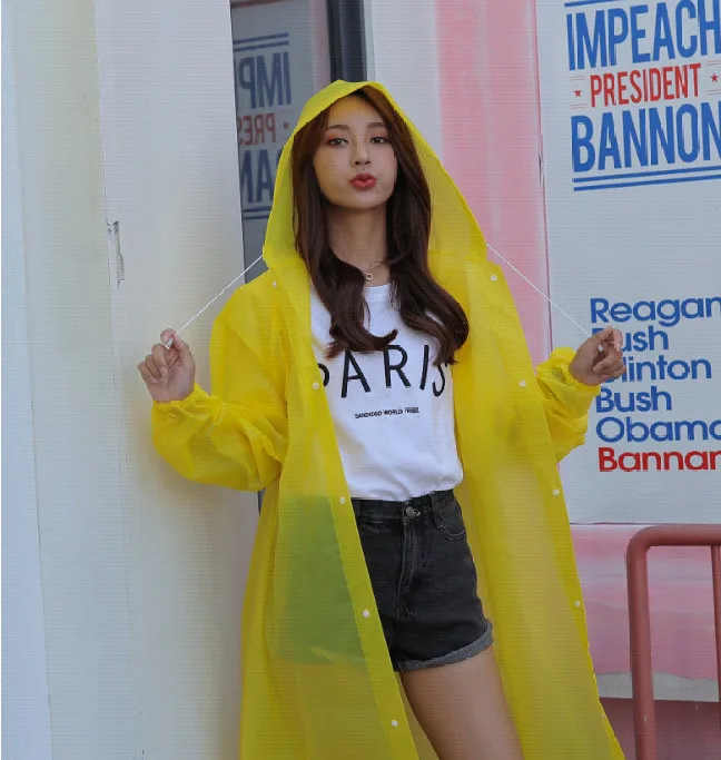 3.Fashion Adult Women Raincoat Rain jacket Outdoor Travel Eva Transparent Rain Gear Poncho Coat Waterproof Long Rainwear