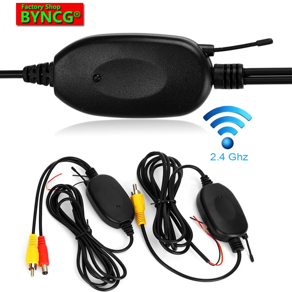 BYNCG W0 2,4 ГГц беспроводной RCA видео передатчик и приемник для автомобиля камера заднего вида монитор передатчик и приемник адаптер