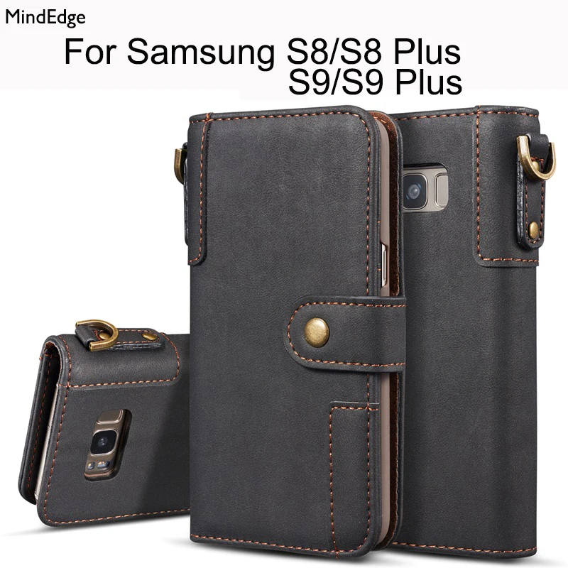 

Flip Wallet Cover for Samsung Galaxy S8 Plus S9 Plus Case Genuine Real Leather Card Slot Luxury Key Ring for Samsung S8 S9 Plus