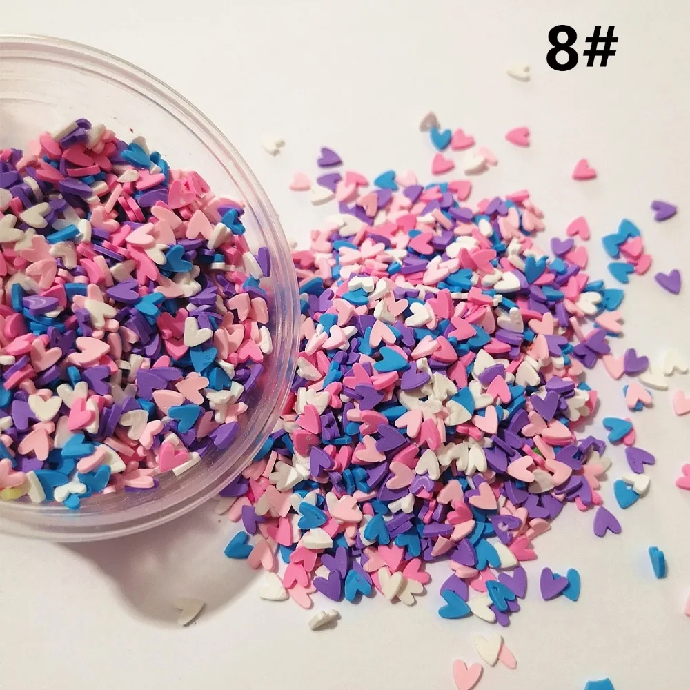 100g Mixed Color Clay Chocolate Sprinkles Heart Shaped DIY Parts Fake Cake Decorating Polymer Clay Sweets Deco Decoration