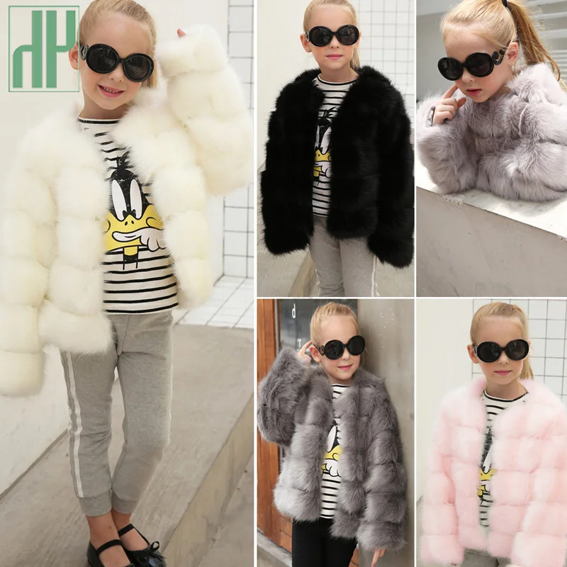 

HH Girls fur coat Winter Elegant Baby Girl Faux Fur Jackets And Coats Thick Warm Parka Kids Outerwear Clothes jacket children