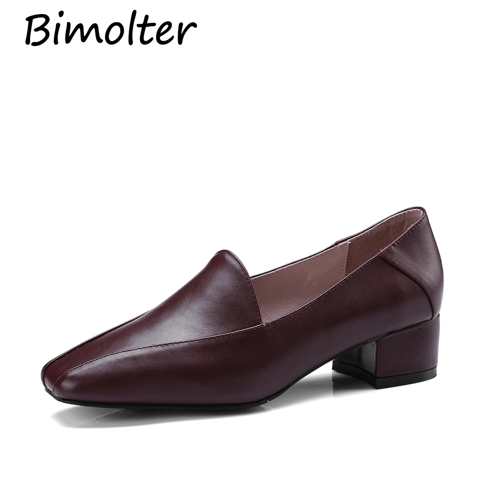 Bimolter/Высококачественная обувь женские офисные туфли лодочки на толстом каблуке