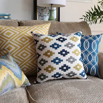 

Free Shipping!!Colorful geometric square throw pillow/almofadas case adult boy manly,european american cushion cover home decore