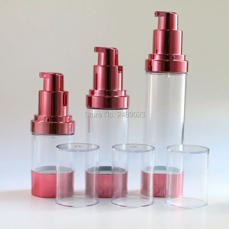 Makeup tools High-grade Rose Red Airless Pump Bottles Cosmetic Package With Transparent Cap Refillable Bottle 10pcs/lot 30ml | Красота и