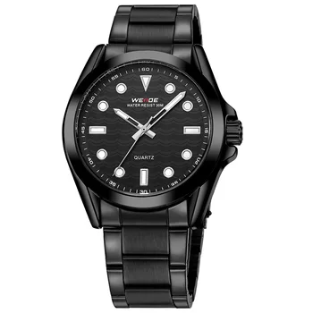 

Top Sale WEIDE Fashion Brand Military Sport Watch Men Black Case Analog Quartz Movement 30m Waterproof Wristwatches Men Relogios