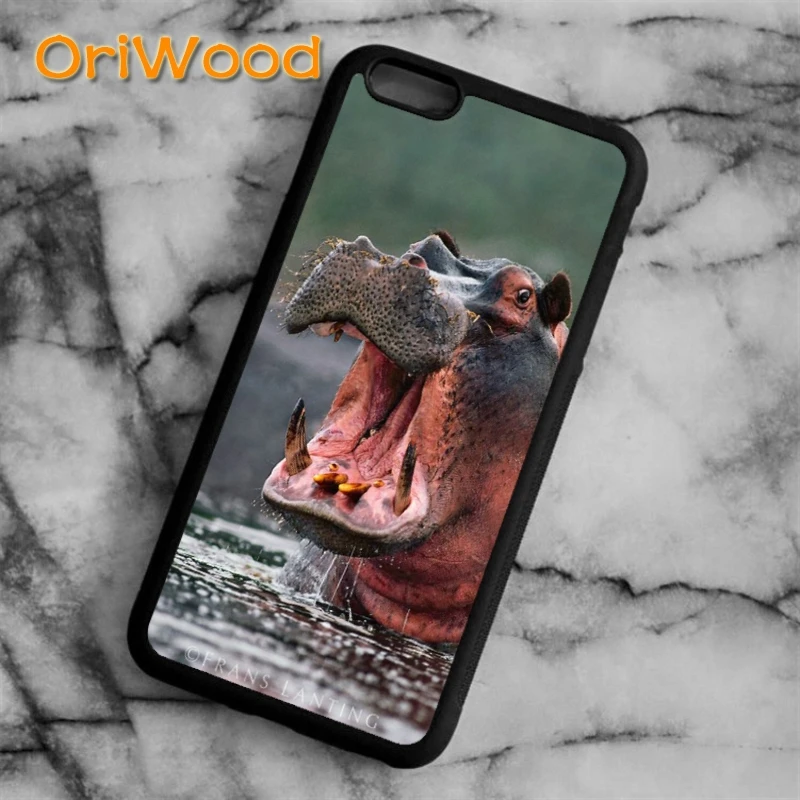 

OriWood Hippopotamus Hippo Water Wild Case cover for iPhone 6s 7 8 plus X XR XS 11 pro max Samsung Galaxy S6 S7 S8 S9 S10 plus
