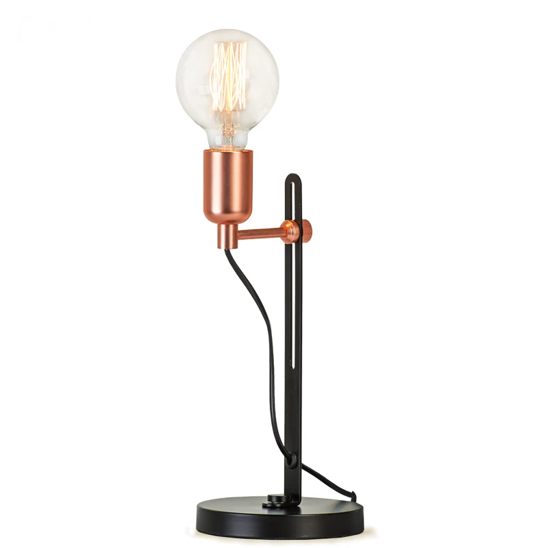 

Edison Bulb Decor Table Lamp Creative Fashion Simple Bedroom Bedside Desk Lights Nordic Rose Gold Decorative Retro Lampara De