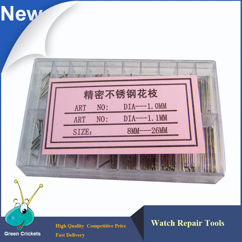 Prix pour 300 pcs/boîte 1.0mm/1.1mm 8mm ~ 26mm Assortiment Taille Montre Bracelet moleté pins, Stainess Montre en acier bande moletée Bars montre outil de réparation Prix pour 300 pcs/boîte 1.0mm/1.1mm 8mm ~ 26mm Assortiment Taille Montre Bracelet moleté pins, Stainess Montre en acier bande moletée Bars montre outil de réparation