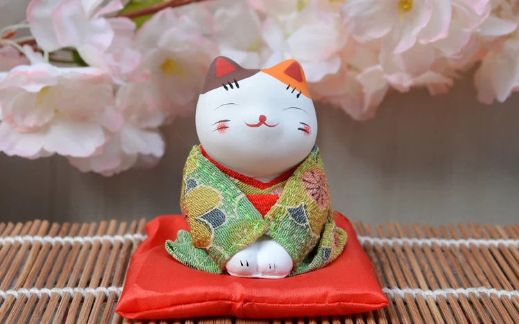 3 шт. фигурки счастливого кота японское кимоно Maneki Neko гипсовые украшения животные котенок миниатюры украшение дома бизнес подарок