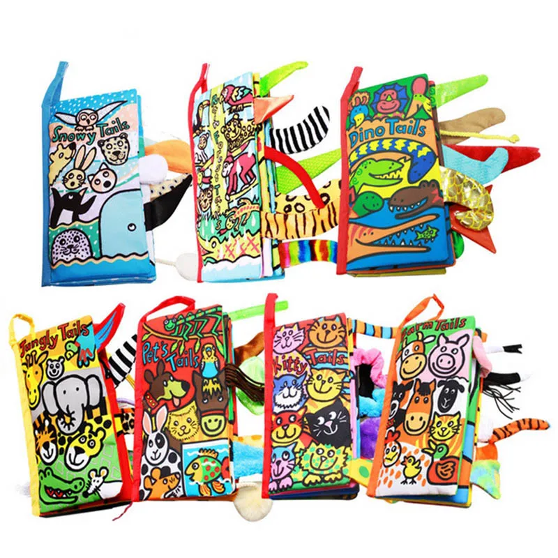 Jollybaby Animal Baby Toys Infant Kids Cloth Books Early Learning Education Unfolding Activity Story Book YJS Dropship
