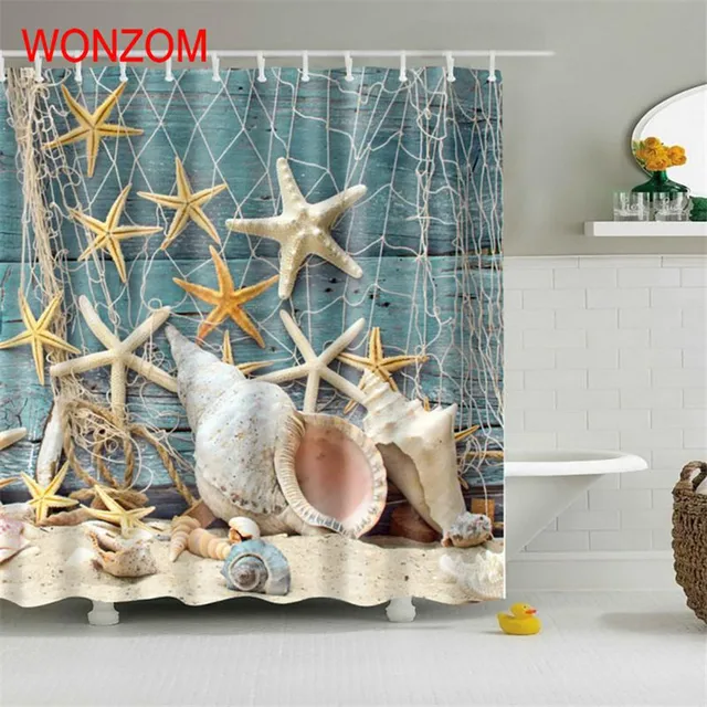 Wonzom 1pcs Marine Life Waterproof Shower Curtain Turtle Bathroom Wonzom 1pcs Marine Life Waterproof Shower Curtain Turtle Bathroom Decor Fish Decoration Cortina De Bano 2017