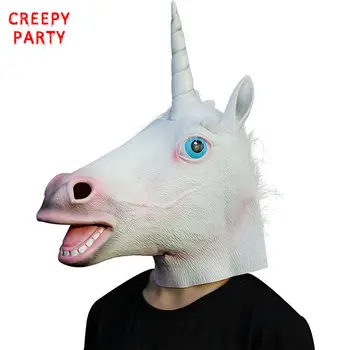 

Unicorn Horse Head Mask Adults Full Face Animal Unicorn Mask Halloween Masquerade Costume Party Prop Novelty Latex Party Mask