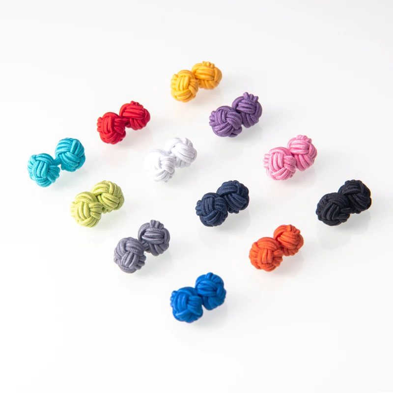

Novelty Silk knots Cufflinks Solid Colors Handmade Elastic Double Rope Ball Cuff Button For Men Shirt Business Gift Decoration