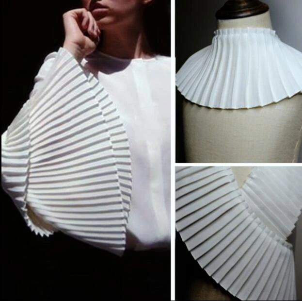 

11cm Three-dimensional pleated organ Lace Chiffon fabric wavy texture Pleated Dress sleeve skirt patches C185