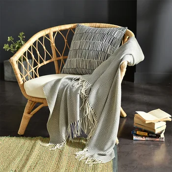 

Battilo Chevron Herringbone Throw Blanket Reversible with Tassels for Couch Chair & Sofa, 59x51 Inches